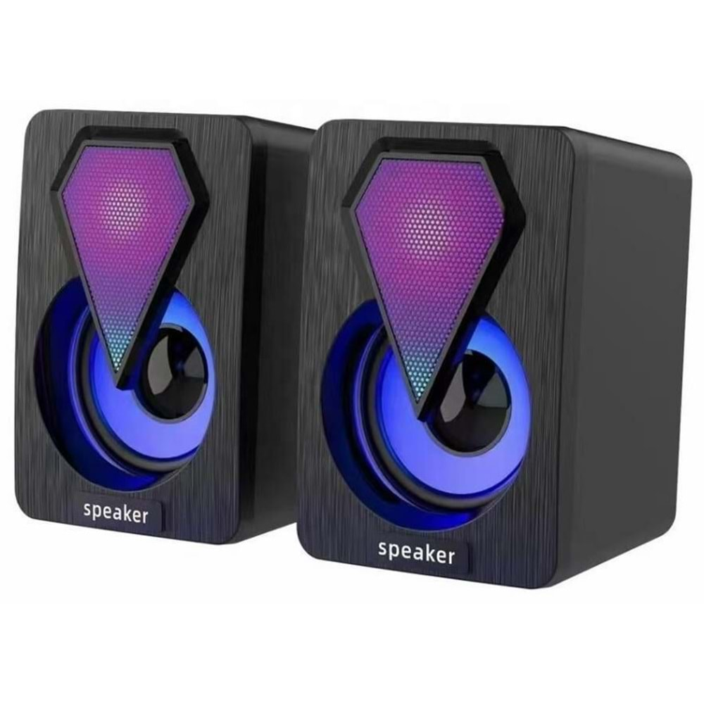 Torima Işıklı Bilgisayar Hoparlörü 1+1 Ses Sistemi 3.5mm Jack Girişli Multimedia Usb Speaker