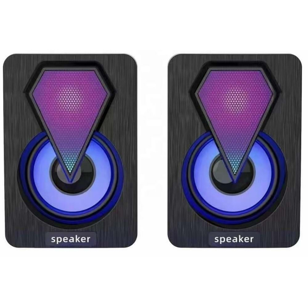 Torima Işıklı Bilgisayar Hoparlörü 1+1 Ses Sistemi 3.5mm Jack Girişli Multimedia Usb Speaker