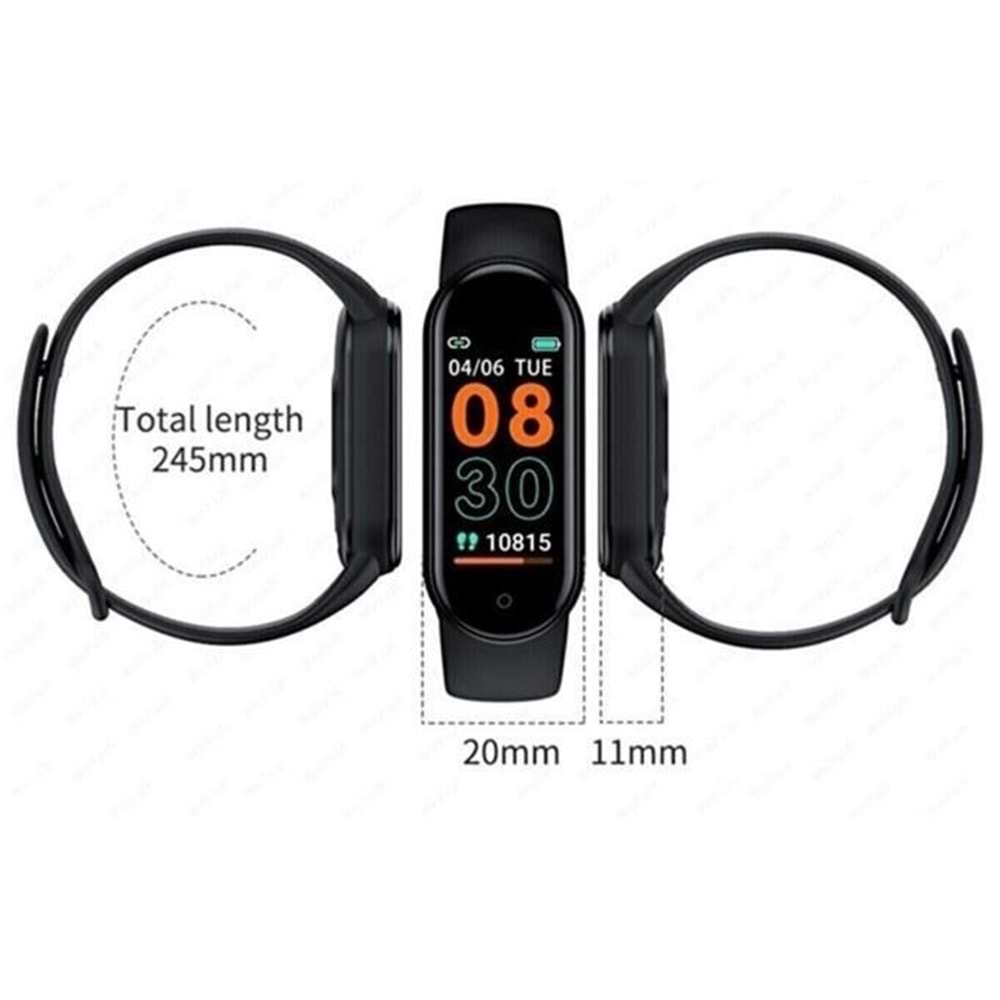 Torima Smart Watch Band M6 Akıllı Bileklik Spor Modlu Full Fonksiyon Siyah Akıllı Saat