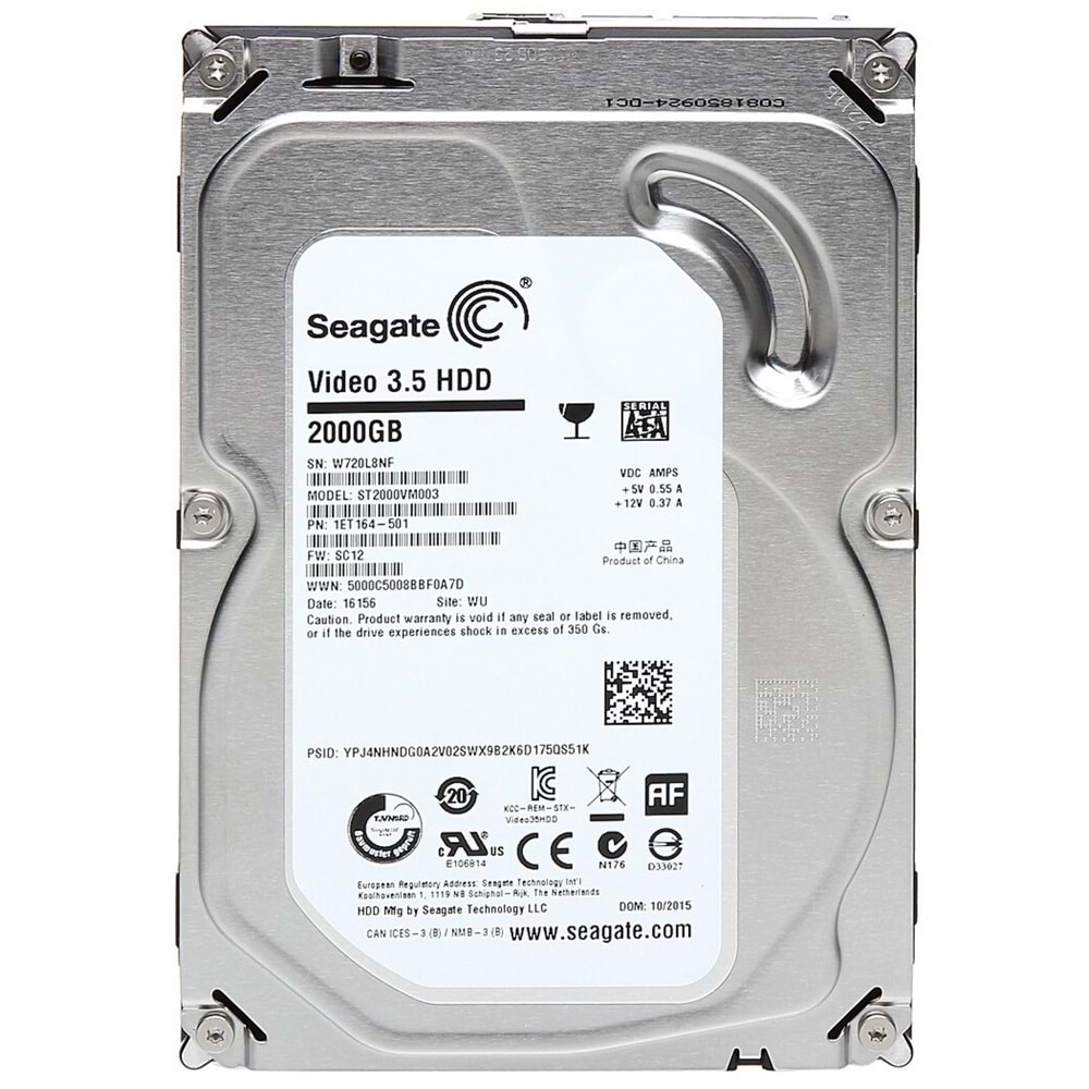 Seagate 2Tb St2000Vm003 Sata3 64Cache 5900Rpm Hdd (7/24) Güvenlik Harddisk