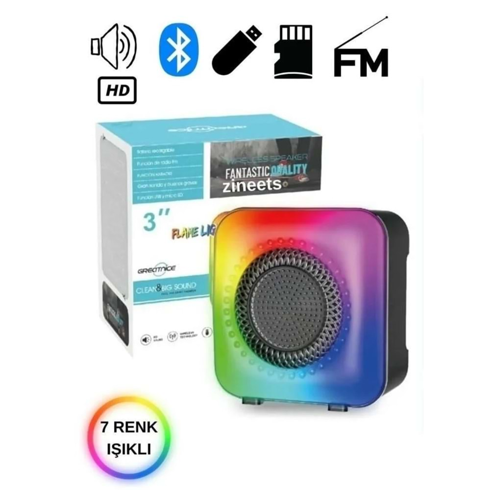 Subzero GTS-1373 Ledli Bluetooth/Usb/Sd/Fm Rgb Müzik Kutusu