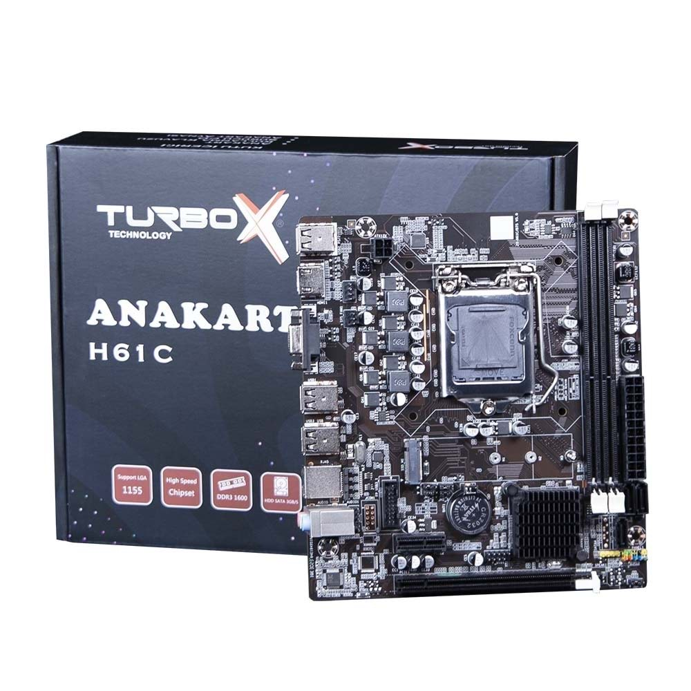 Turbox WorkTeam H61C Sata,M2 Ddr3 1600MHz Usb 2.0 Vga Hdmi Ses Gigabit Ethernet 1155P 2.3.Gen Anakart