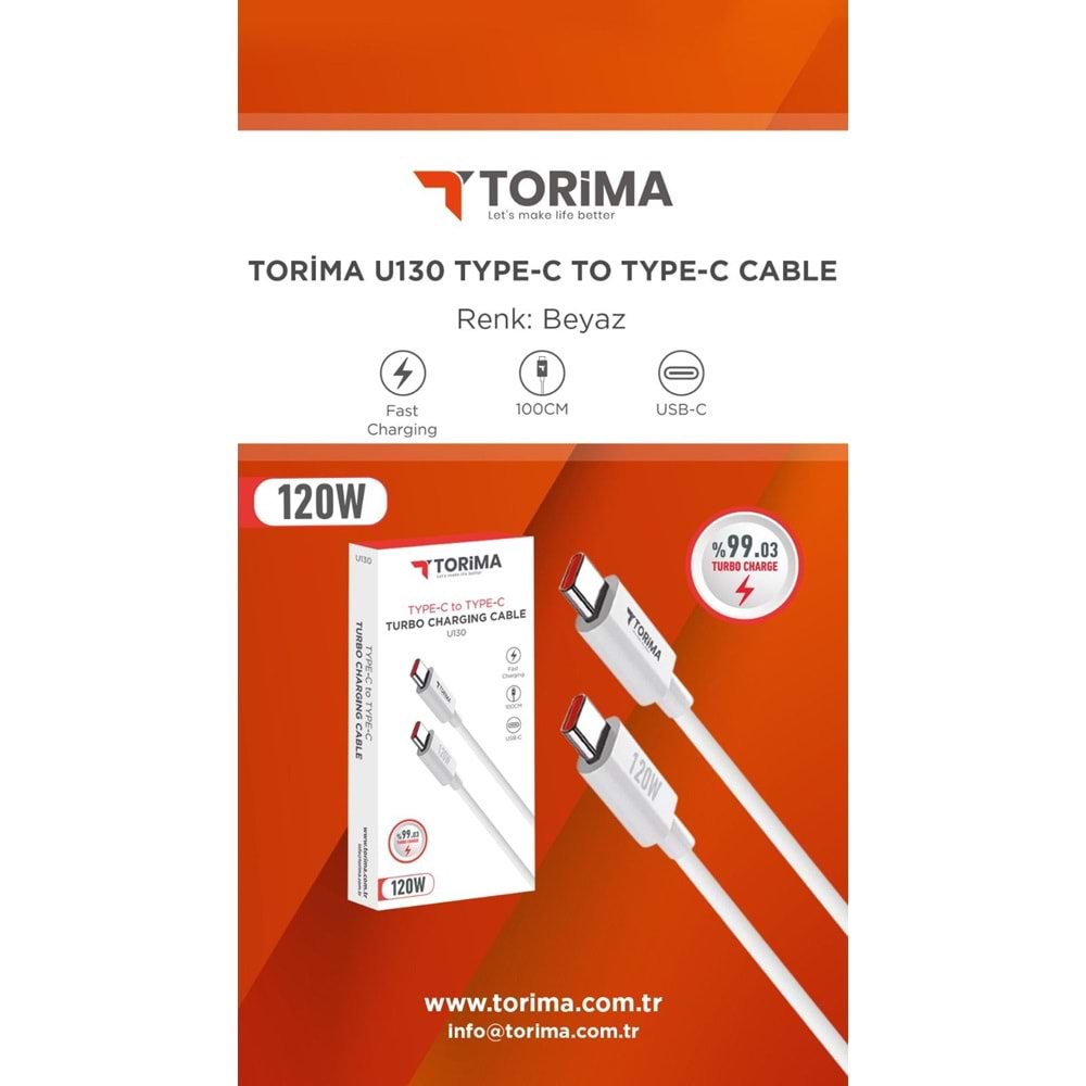 Torima 1mt. 120w Type-c to Type-c İphone15-16 Yeni Nesil Turbo PD Kablo