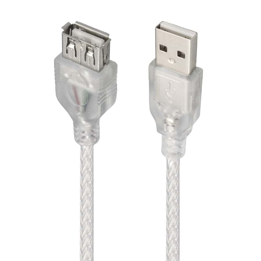 Novalink Şeffaf Usb Dişi Erkek Uzatma Kablosu 3 Metre Usb Uzatıcı Ara Kablosu