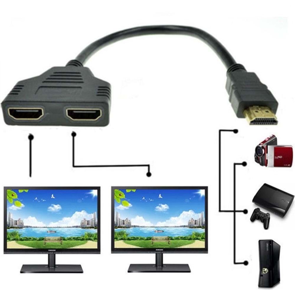 2 Port Hdmi Splitter Switch Çoklayıcı Çoklu Ekran