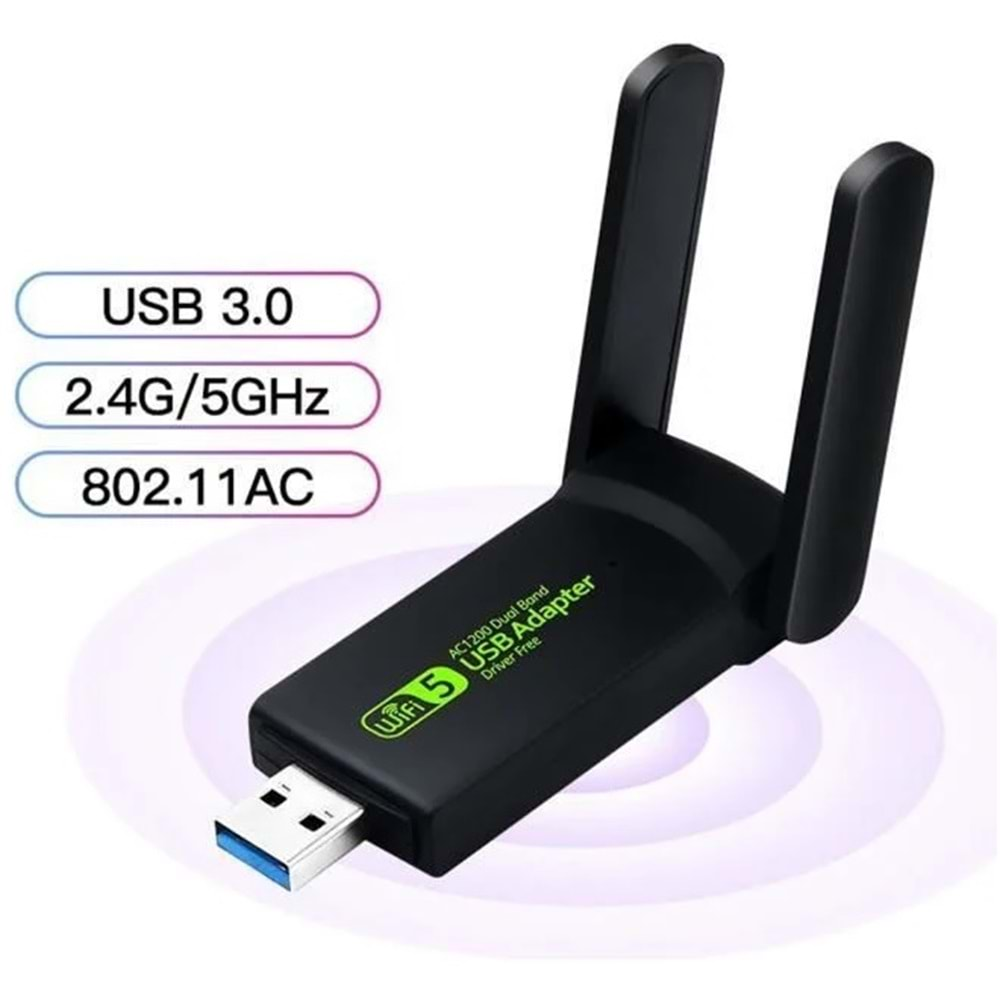 Torima Dual Band 2.4G / 5GHz Usb Adapter 1300 Mbps Usb 3.0 Wireless