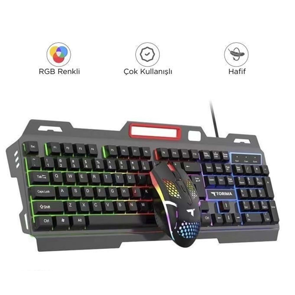 Torima TMK-06 Siyah Gaming Rgb Işıklı Kablolu Q Klavye ve Mouse Seti