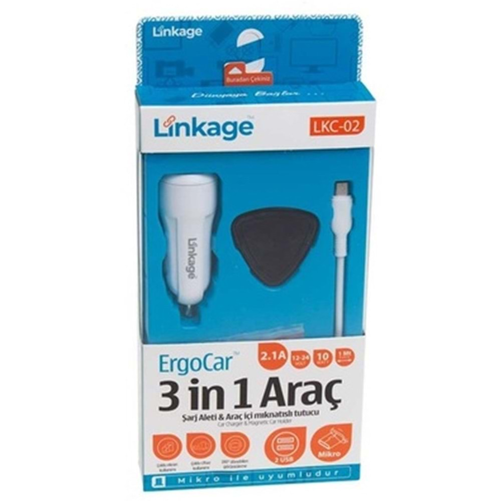 Linkage 10 watt 2.1 amper Type-c araç şarj aleti + telefon tutucu