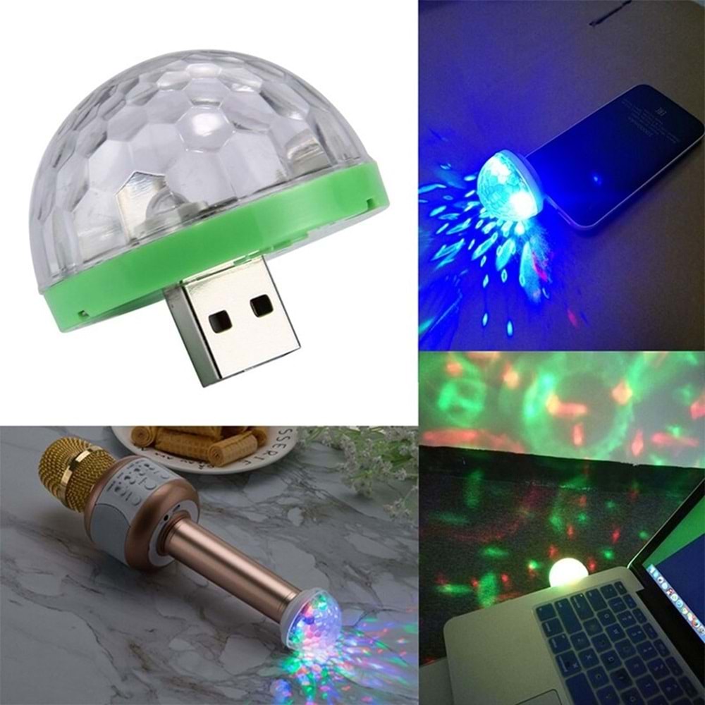 Sese Duyarlı Usb Girişli Mini Disko Topu Lambası