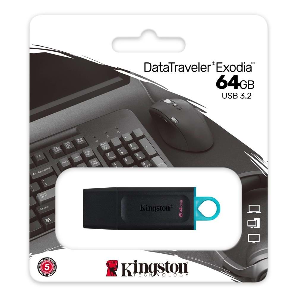 Kingston 64GB Usb 3.2 Gen 1 DataTraveler Exodia Usb Flash Bellek