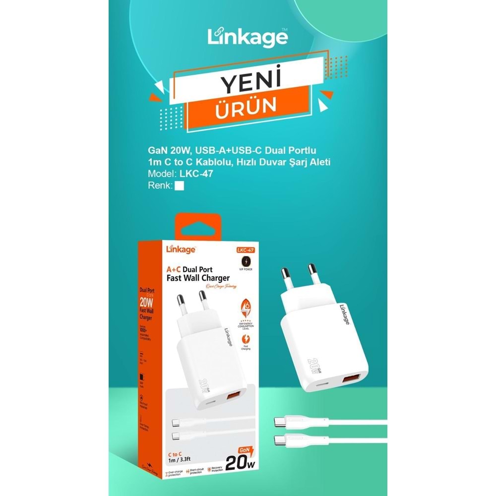 Linkage 20w Pd+Usb Hızlı Fast Type-c Şarj Cihazı