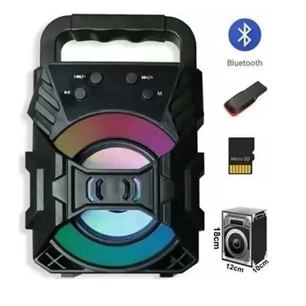 Golden GP-220 RGB Ledli Bt/Usb/Tf Kartı/Fm Radyo Bluetooth Hoparlör Speaker