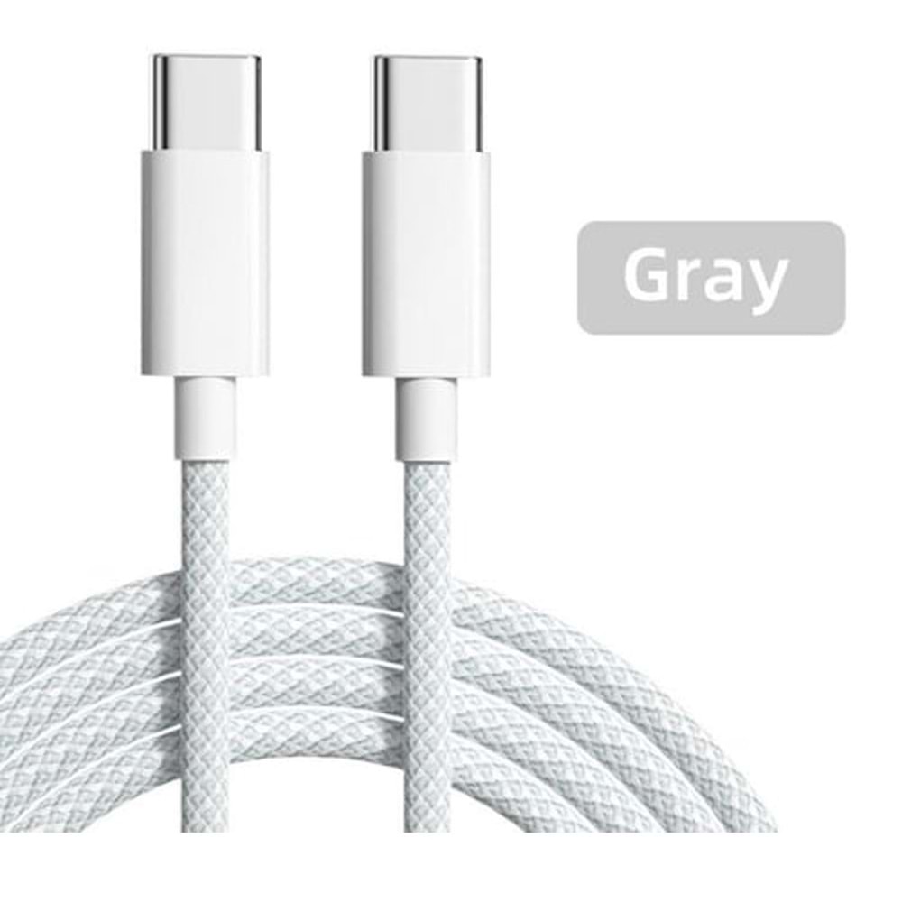 Kutusuz Poşetli İphone15 Type-c To Type-c 60W Lightning Örgülü Şarj Kablosu