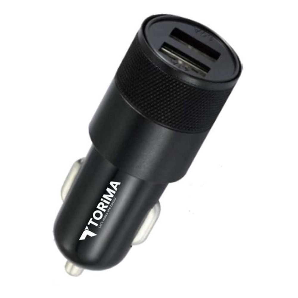 Torima C3 3.1A Çift Çıkışlı Hızlı Siyah Araç Şarj Başlığı