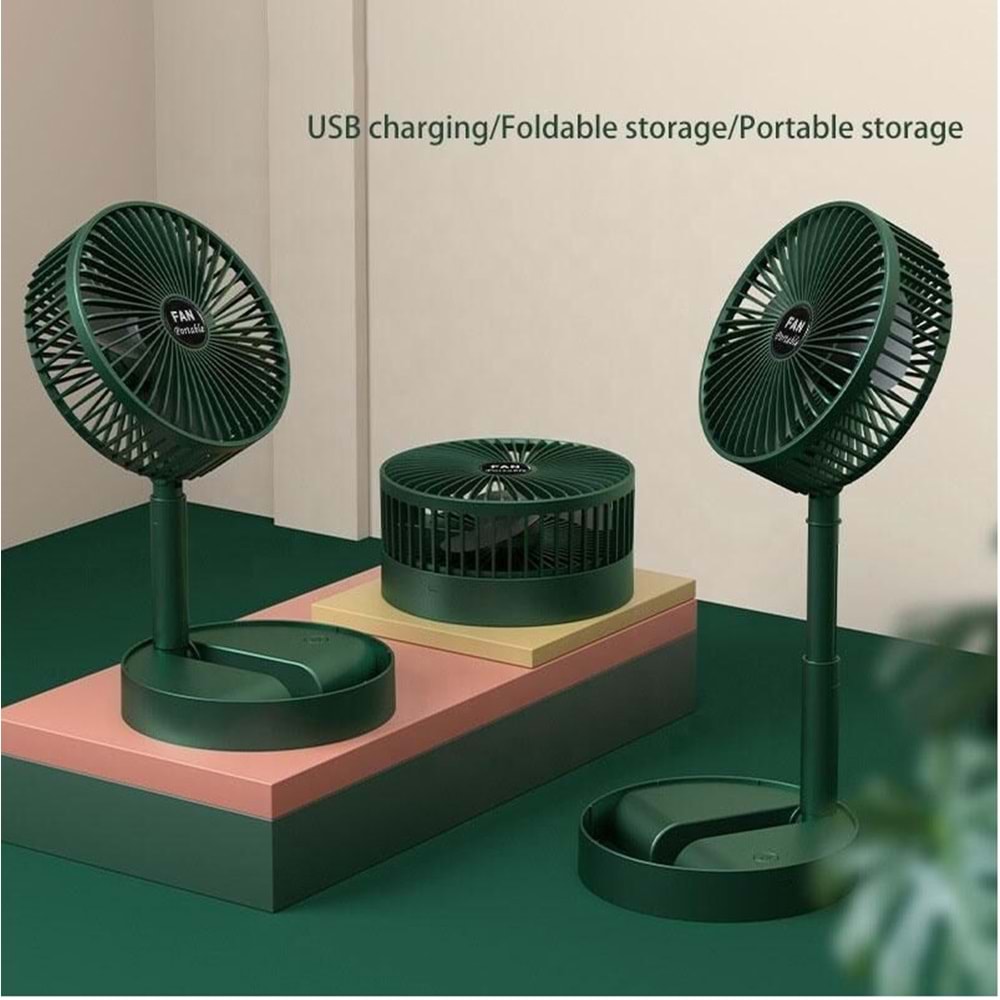 F-06 Taşınabilir Şarjlı Fan 3 Kademeli Vantilatör Klima Soğutucu Fan Siyah