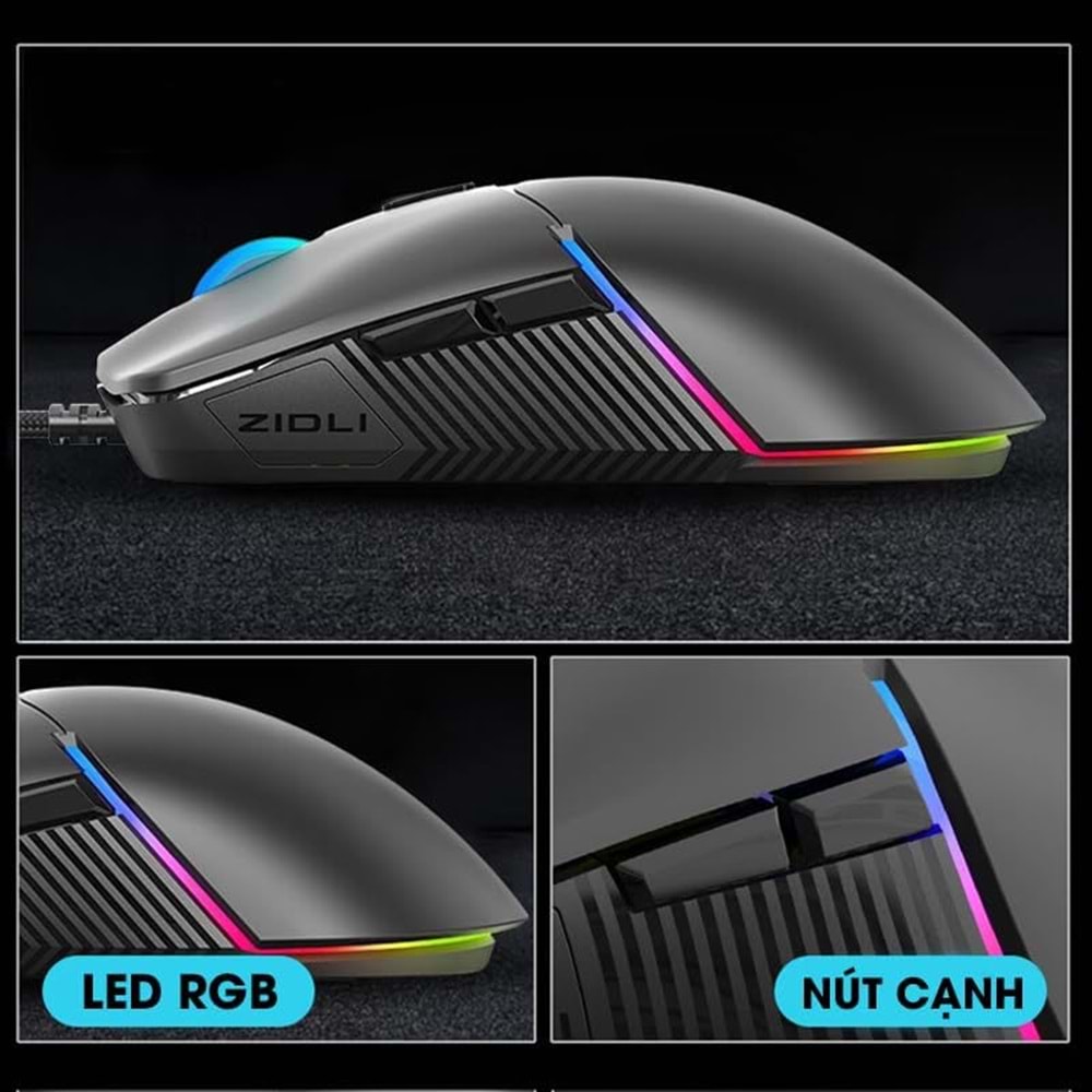 M80 Ergonomik Oyun Faresi - RGB Arka Işık - 8800 DPI - 6 Düğme - 3 milyon tıklama ömrü - 69 g ağırlığında | Siyah