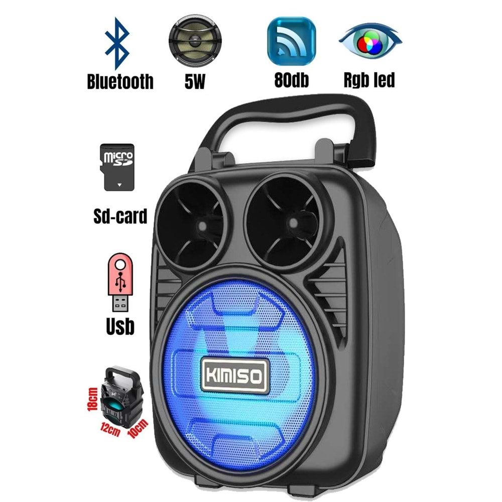 Kimiso RGB Ledli Bt/Usb/Tf Kartı/ Bluetooth Hoparlör Speaker