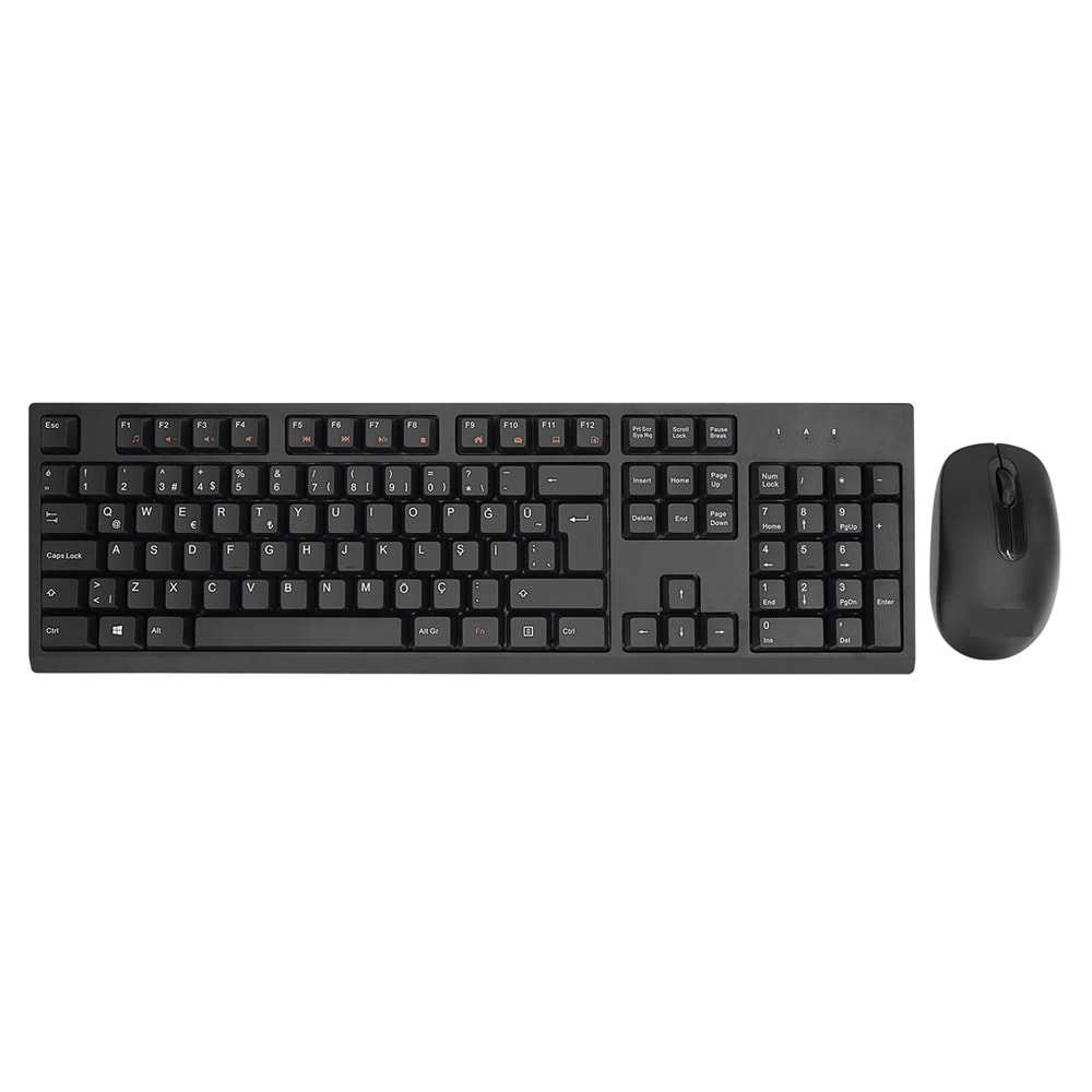 W550 Kablosuz 2.4ghz Q Klavye Ve Mouse Siyah Set