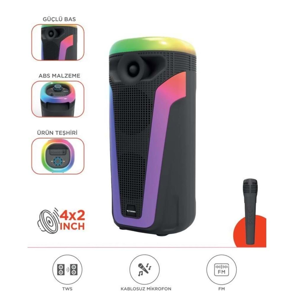 D69 RGB Işıklı Mikrofonlu Bt/Usb/Tf Kartı/ TWS Bluetooth Hoparlör Speaker