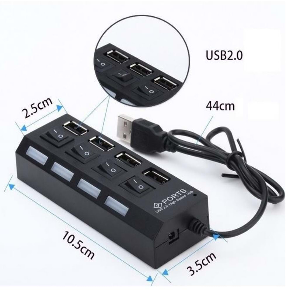 4 Port Usb 2.0 Anahtarlı Usb Hub Çoklayıcı