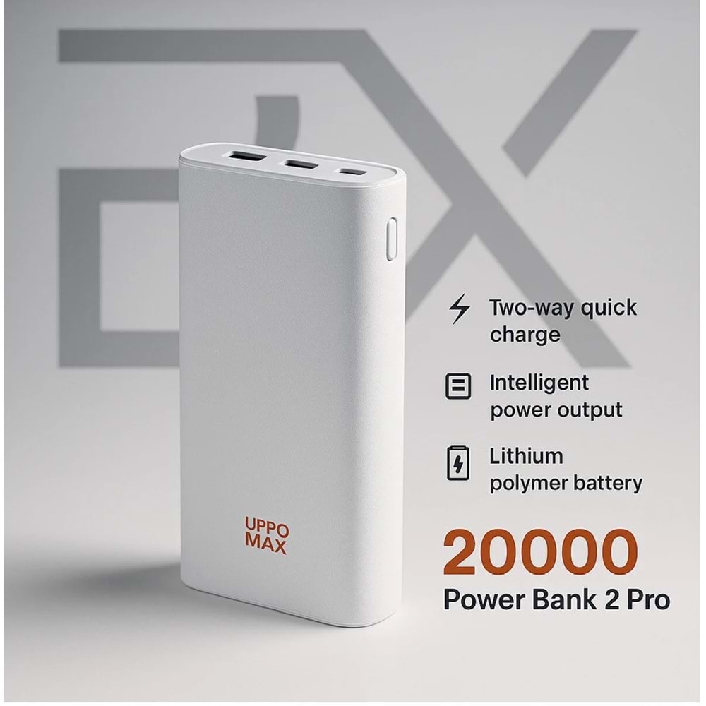 Powerbank 2 Pro 20.000 mAh | 2 Usb + Type-C | Hızlı Şarj PowerBank