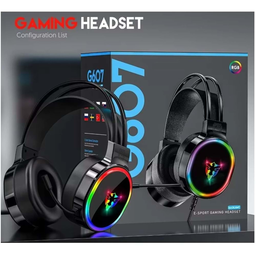 G607 Rainbow 7.1 Siyah Kulak Üstü Usb Kulaklık Mikrofonlu Profesyonel Rgb Oyuncu Kulaklığı