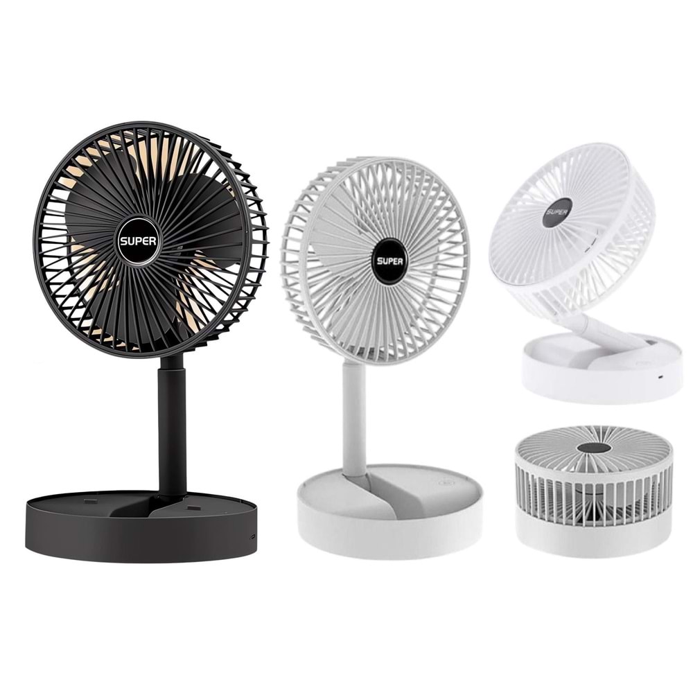 BWFN11 Taşınabilir Şarjlı Fan 3 Kademeli Vantilatör Klima Soğutucu Fan Siyah