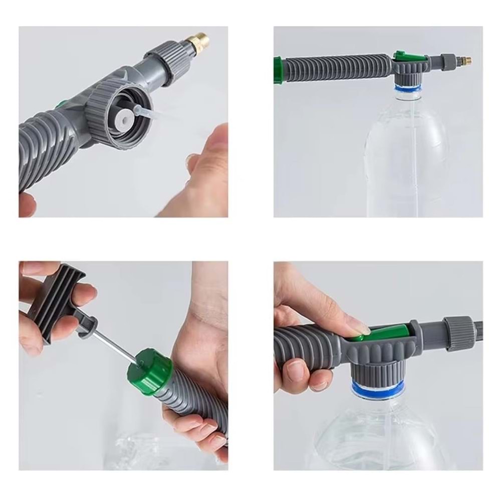 Ayarlanabilir Basınçlı Su Köpük Püskürtme Başlığı (Tüm Pet Şişelere Uyumlu)