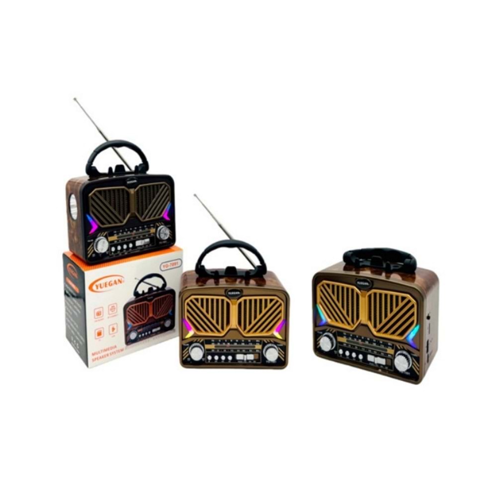 Yuegan Bluetooth Usb Sd Şarjlı Fenerli Nostaljik Müzik Kutusu Speaker Hoparlör Fm Radyo