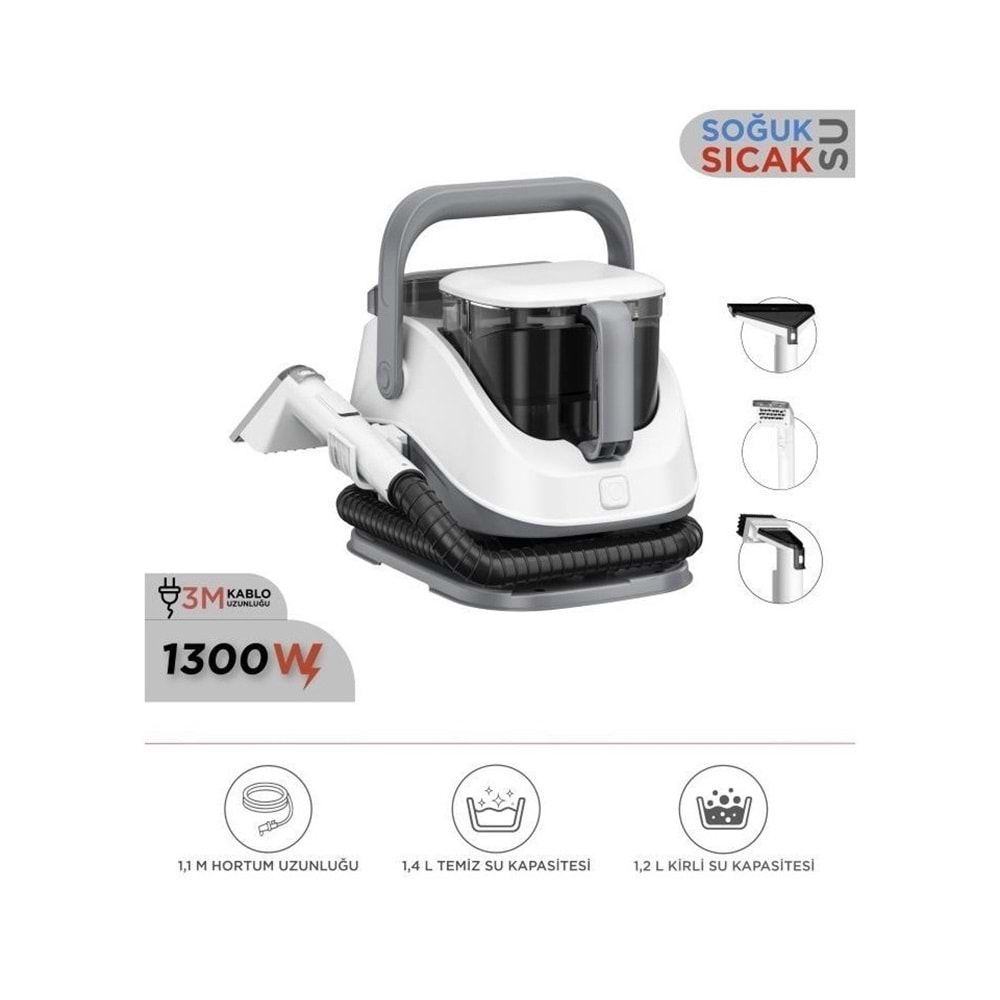 Torima Gri Buharlı Temizleyici Halı ve Koltuk Yıkama Cam Zemin Mutfak Temizleme Buhar Makinesi