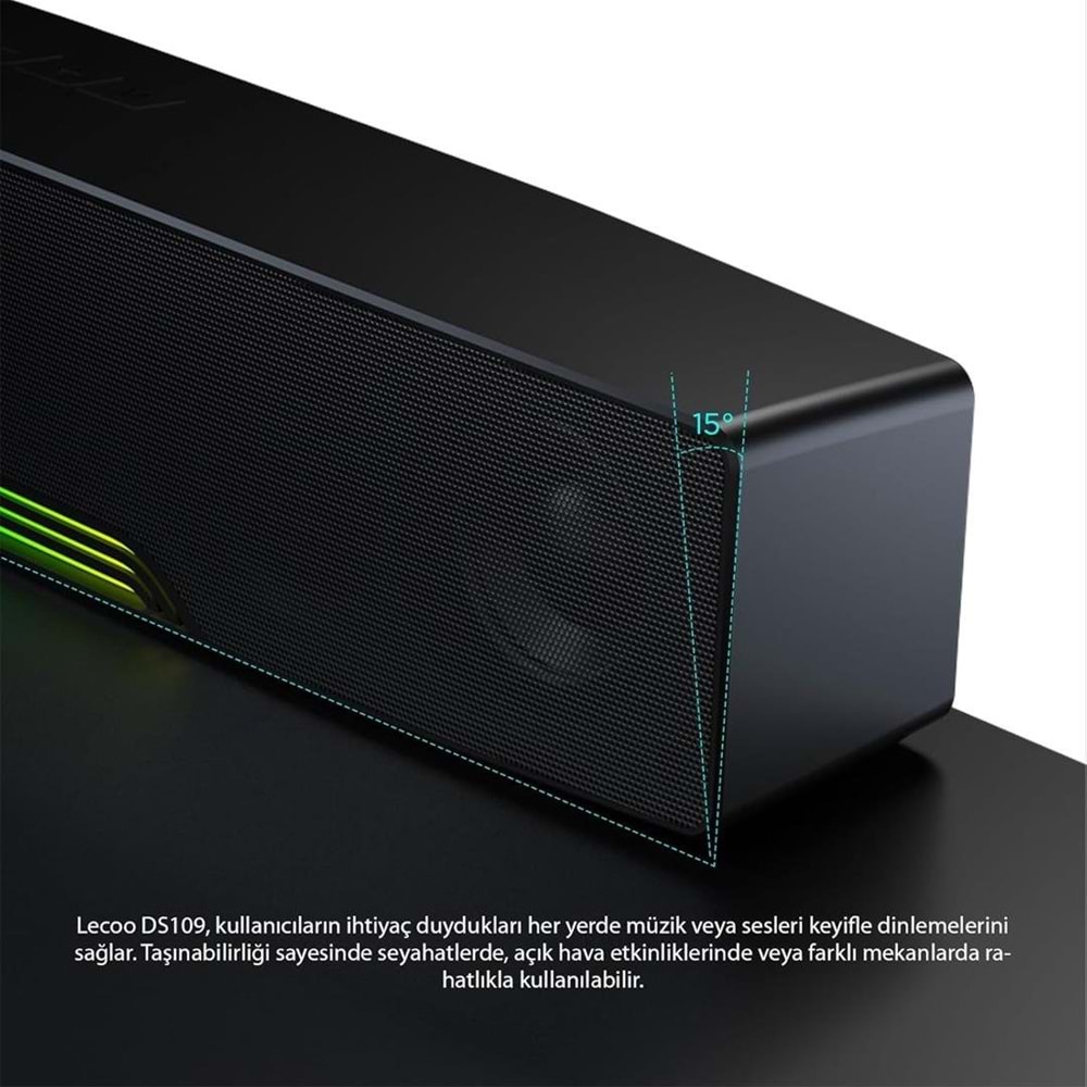 Lenovo Lecoo 109 Bluetooth/AUX/TF KART/USB 10W Soundbar Taşınabilir Stereo Masaüstü Tv / Pc Hoparlör Müzik Kutusu Speaker
