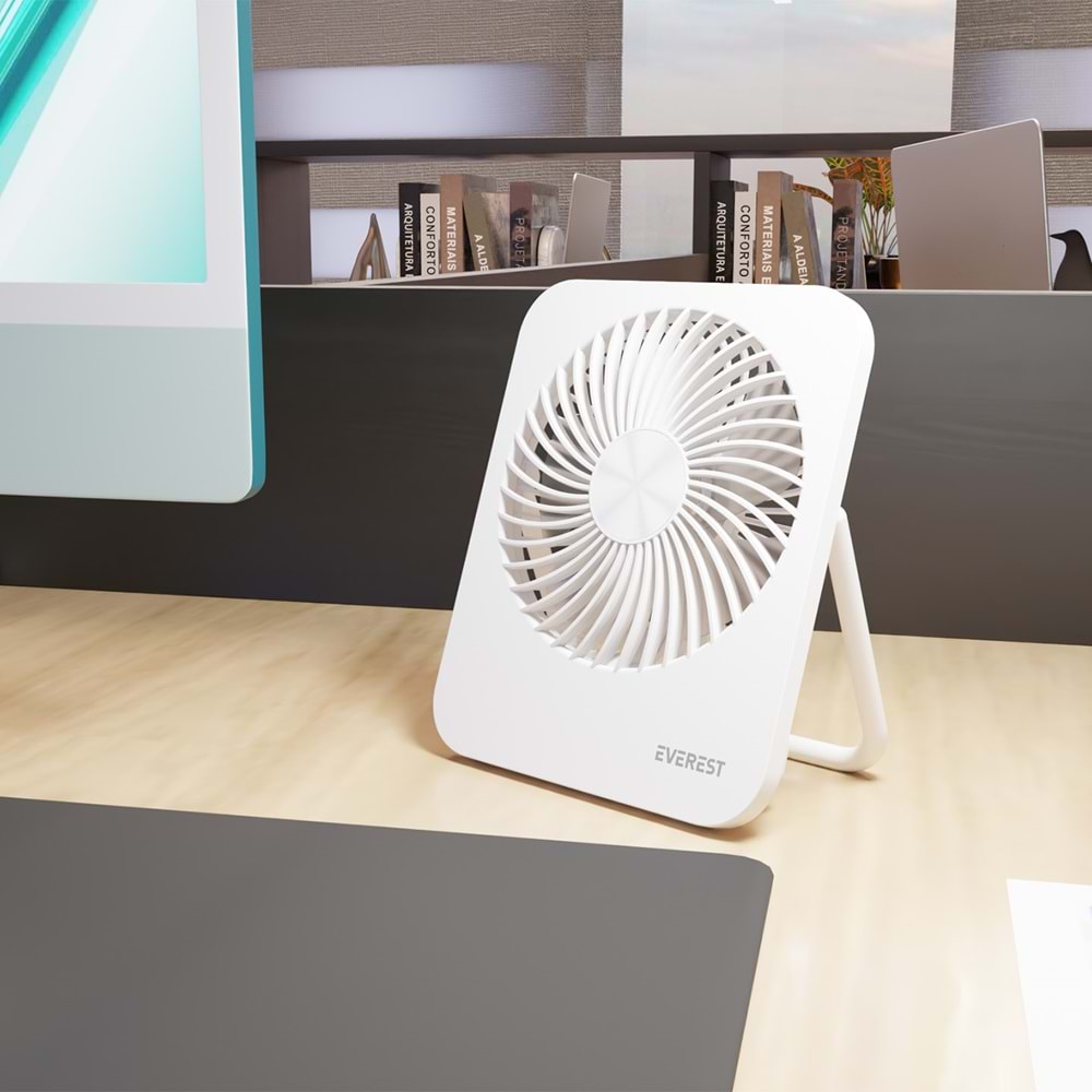 Everest Beyaz 2000mAh 4 Kademeli 4000RPM Hız Metal Ayak Masaüstü Usb Fan