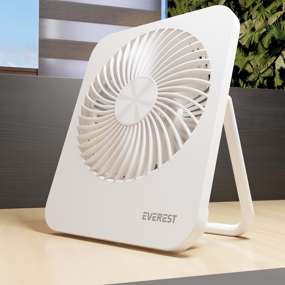 Everest Beyaz 2000mAh 4 Kademeli 4000RPM Hız Metal Ayak Masaüstü Usb Fan