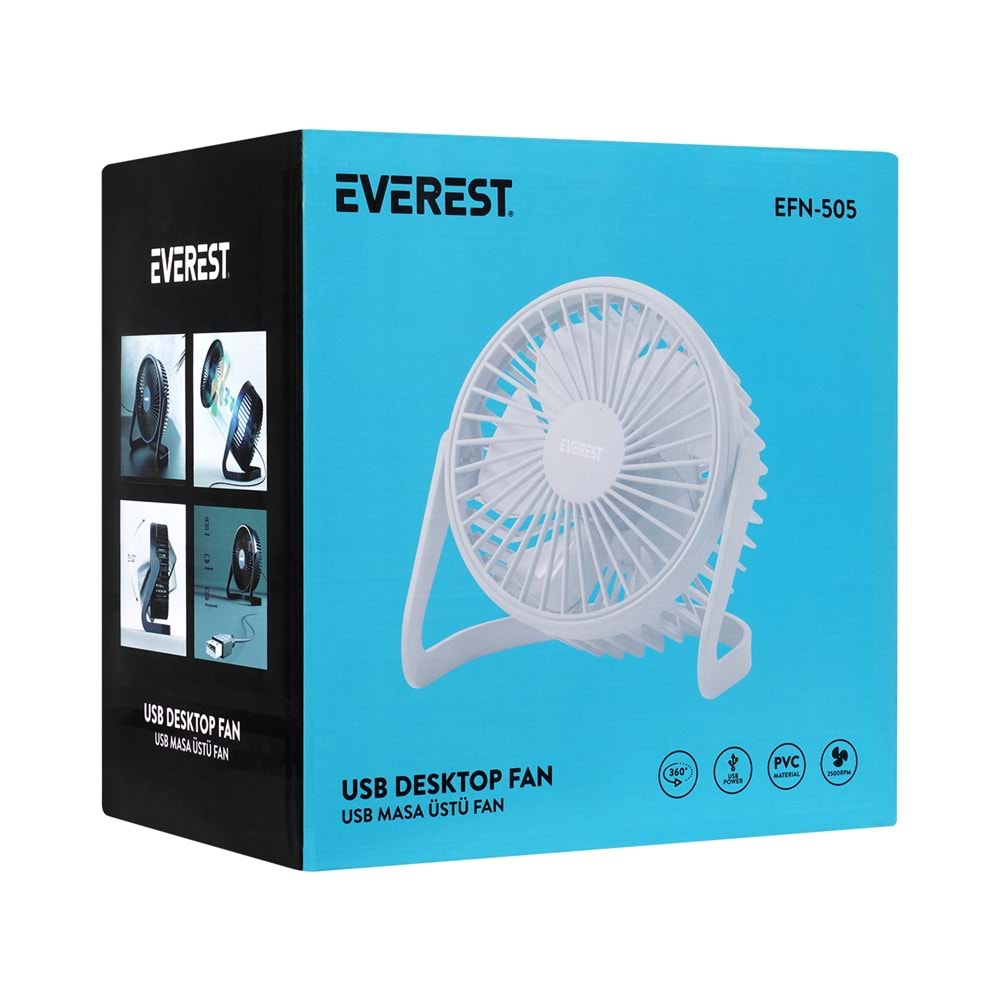 Everest Masaüstü Beyaz Usb Fan (145mmx141mmx105 mm)