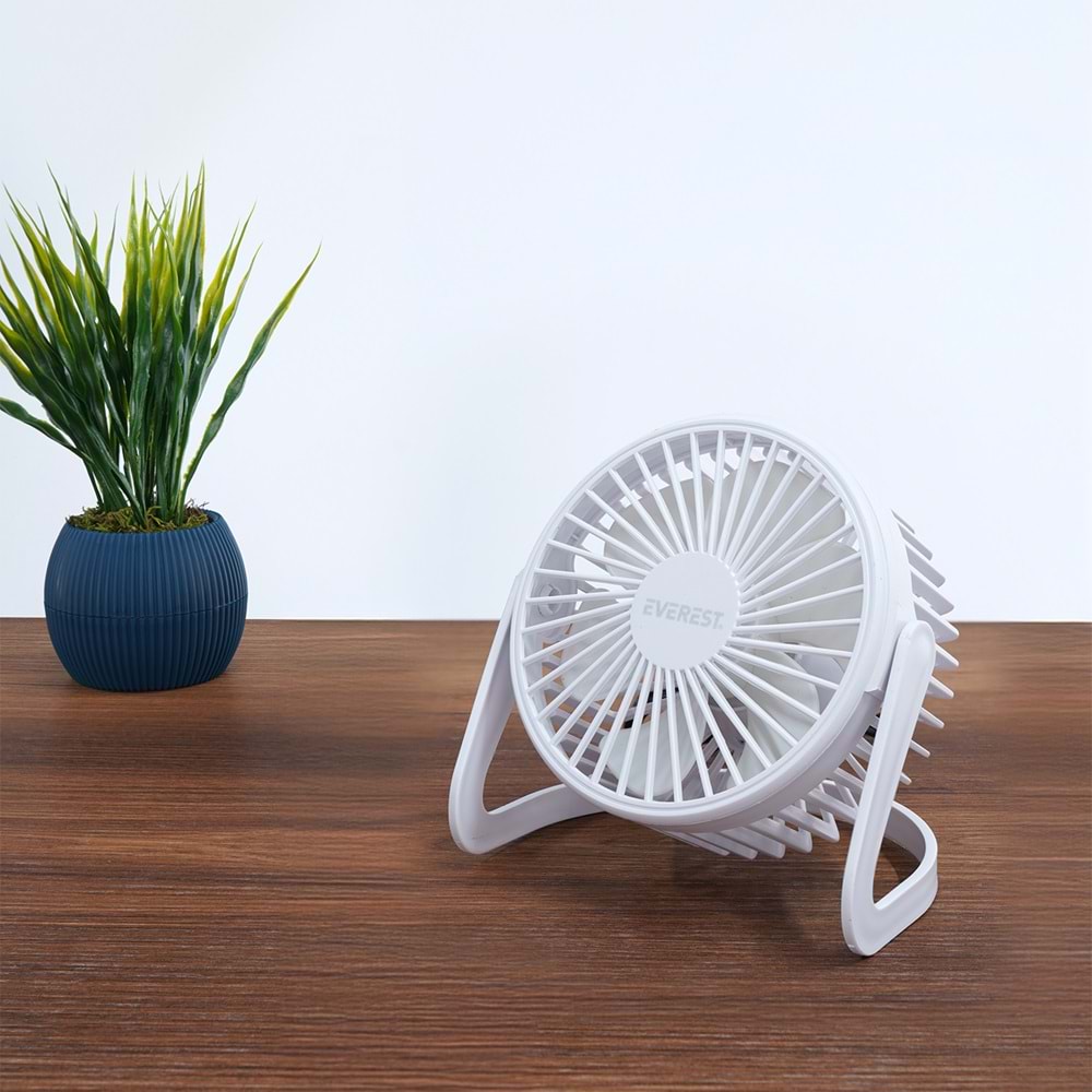 Everest Masaüstü Beyaz Usb Fan (145mmx141mmx105 mm)