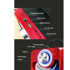 KTS-822S Ledli Kumandalı Bluetooth Hoparlör Usb-Tf-Fm Radyo Rgb Siyah Müzik Kutusu