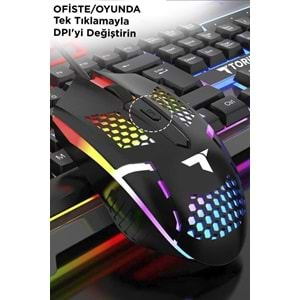 Torima TMK-06 Siyah Gaming Rgb Işıklı Kablolu Q Klavye ve Mouse Seti