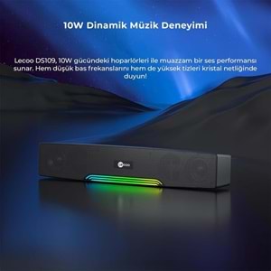 Lenovo Lecoo 109 Bluetooth/AUX/TF KART/USB 10W Soundbar Taşınabilir Stereo Masaüstü Tv / Pc Hoparlör Müzik Kutusu Speaker
