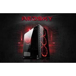 2.el Rampage Redsky 4x12cm Kırmızı LED`li Fan Siyah USB 3.0 Cam Pencereli Midi Tower Gaming Oyuncu Kasası
