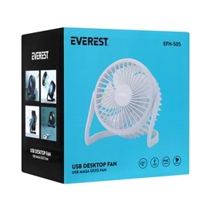 Everest Masaüstü Beyaz Usb Fan (145mmx141mmx105 mm)
