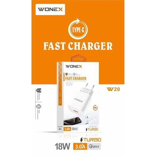 Wonex 18w 3.0A Type-C Turbo Özellikli Hızlı Usb Şarj Aleti