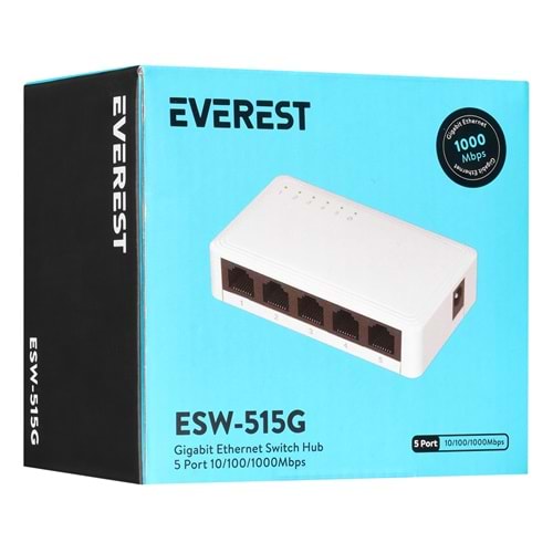 Everest 5 Port 10/100/1000Mbps Gigabit Ethernet Masaüstü Ethernet Switch