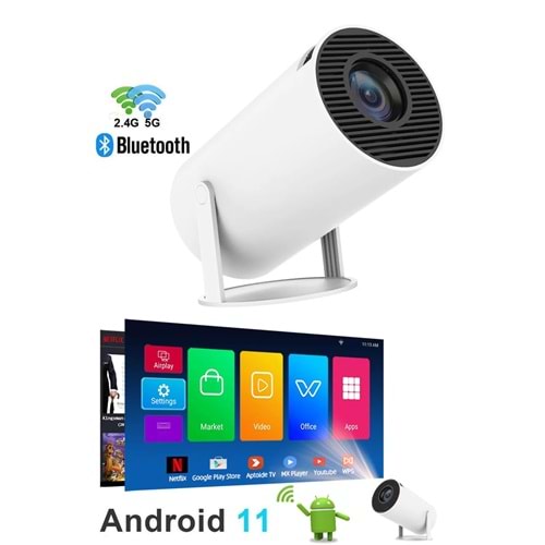 Taşınabilir Sinema Projektörü 1280 * 720P Ev Sineması Bluetooth Wifi Android 11 Akıllı Projeksiyon