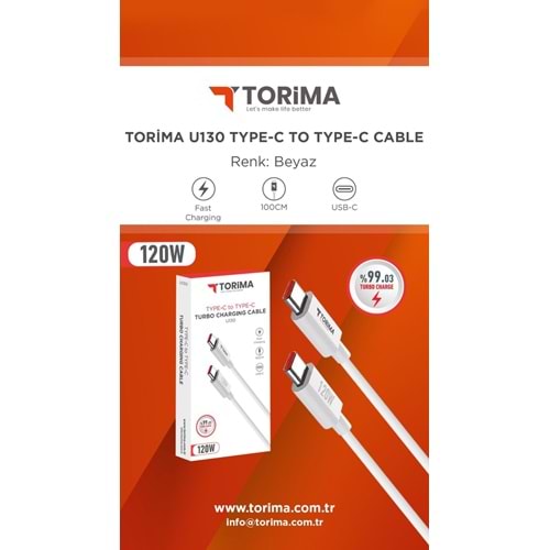Torima 1mt. 120w Type-c to Type-c İphone15-16 Yeni Nesil Turbo PD Kablo