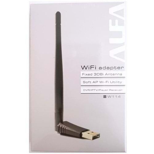 Alfanet 3Dbi Wi-fi RTL8188 Tek Antenli 2.4Ghz 40mt. Yüksek Çekim Usb Wifi Adaptör