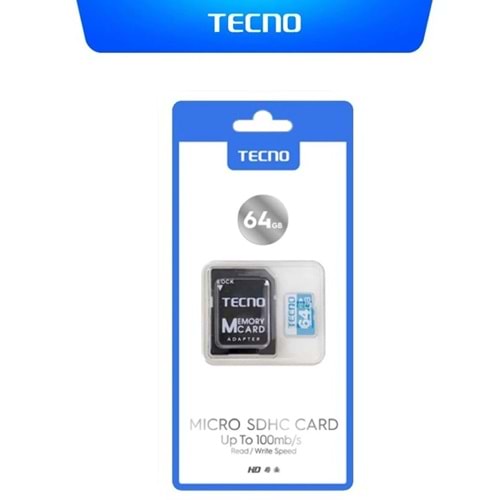 Tecno Memory Card 64GB 100 MB/S Hafıza kartı