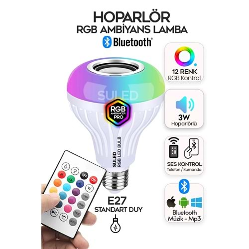 Winlight Bluetooth Hoparlör Rgb Ledli Lamba Kumandalı Mp3 Çalar Renkli Ampül