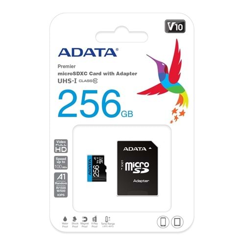 Adata 256GB Premier microSDXC Card with Adapter UHS-I Class10 Hafıza Kartı