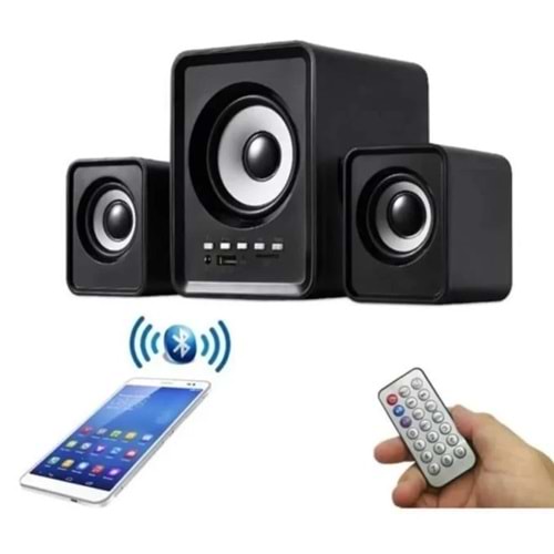 D23 Bluetooth Hoparlör Usb/Hafıza Kartlı Kumandalı 2+1 Bilgisayar Hoparlörü Speaker