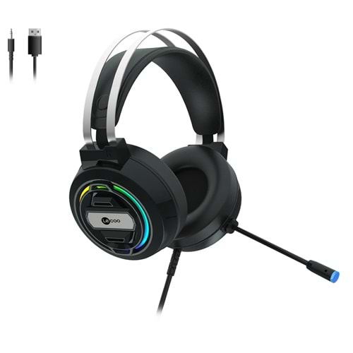 Lenovo Lecoo 401 3.5mm Jack+ Usb Kulak Üstü RGB Led Aydınlatmalı Kablolu Gaming Kulaklık Siyah